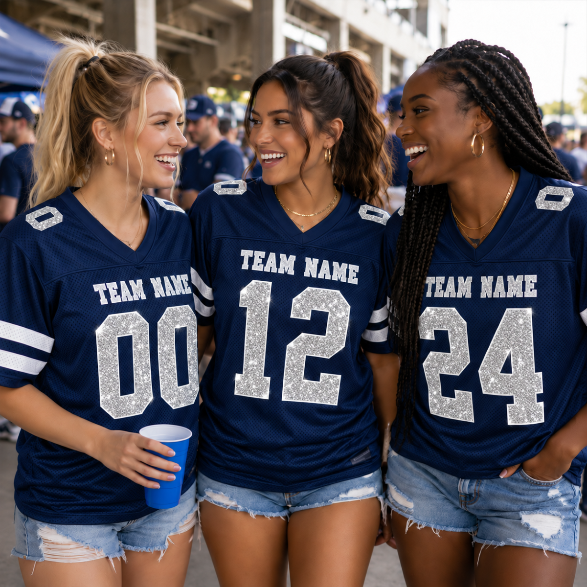 Trending Football Design For Girls - Personalized Football Jersey - Gift For Football Mom, Daughter, Cheerleaders (Not Real Glitter)