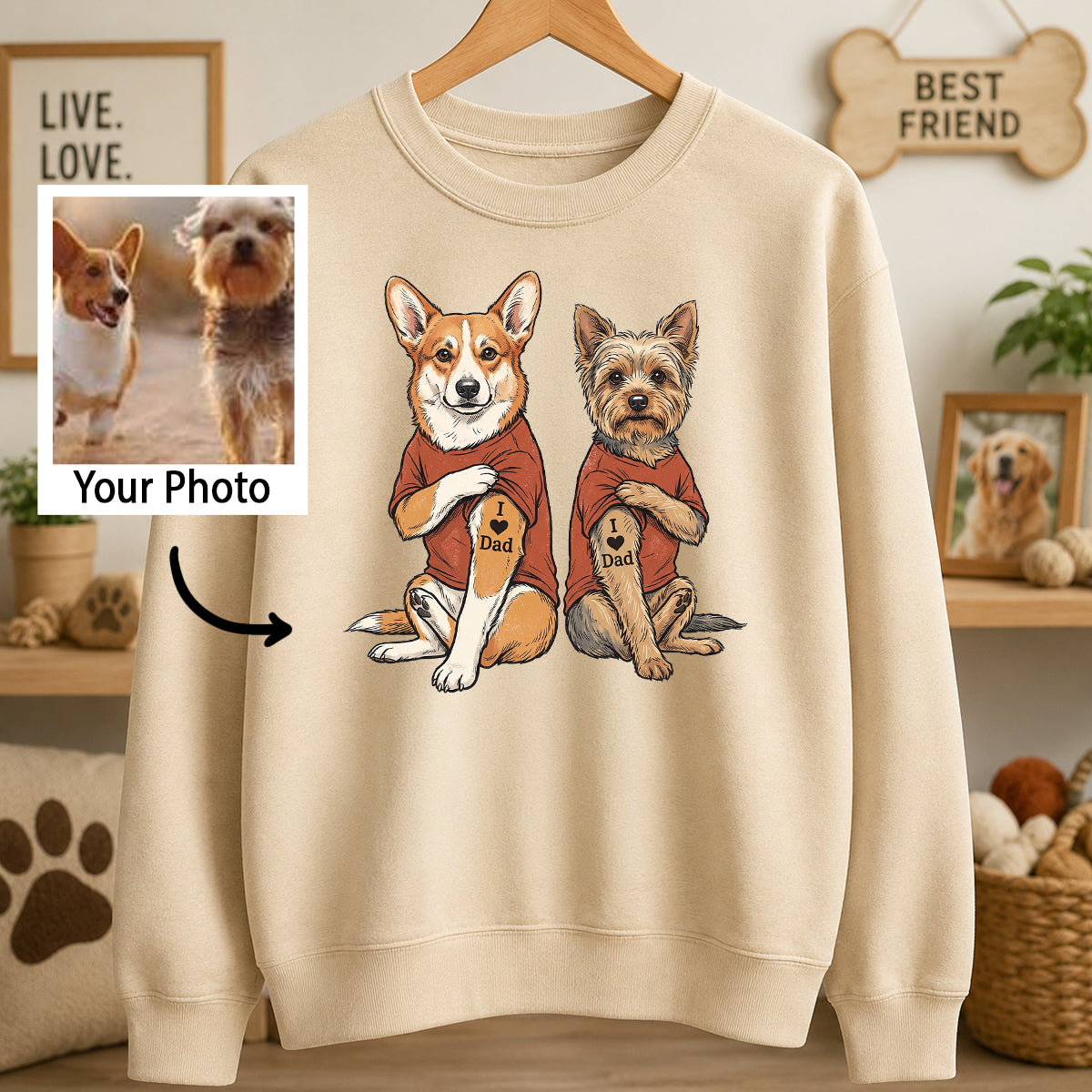 Custom Tattooed Dog Cat Pet from Photo - Personalized Shirt - Gift for Dog Mom, Dog Dad, Cat Mom, Cat Dad