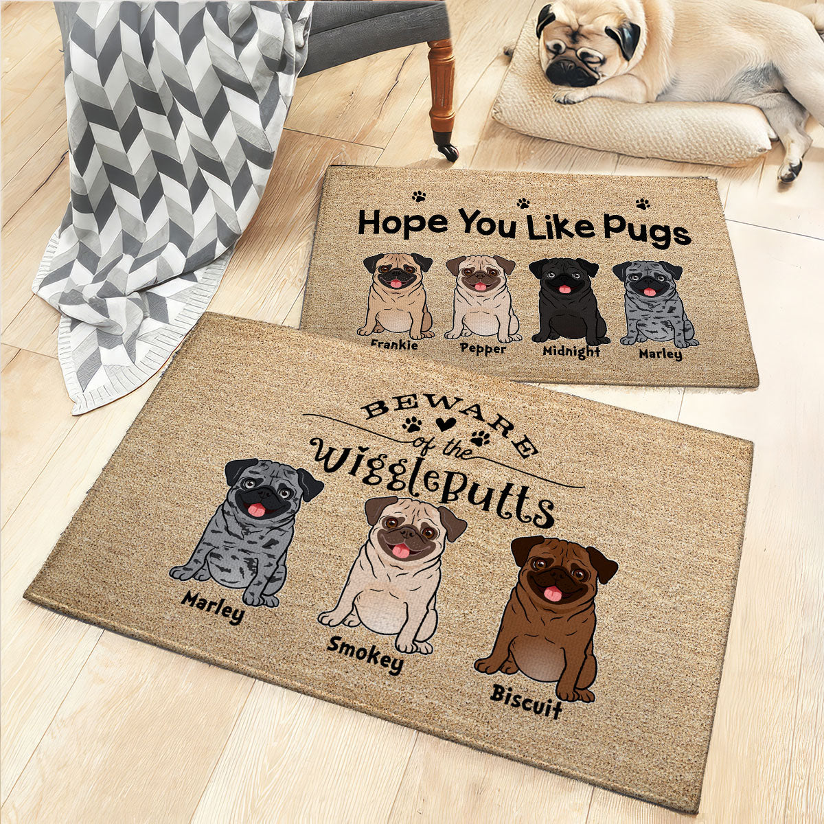 Hope You Like Pugs Personalized Doormat, Home Decor For Pug Lover