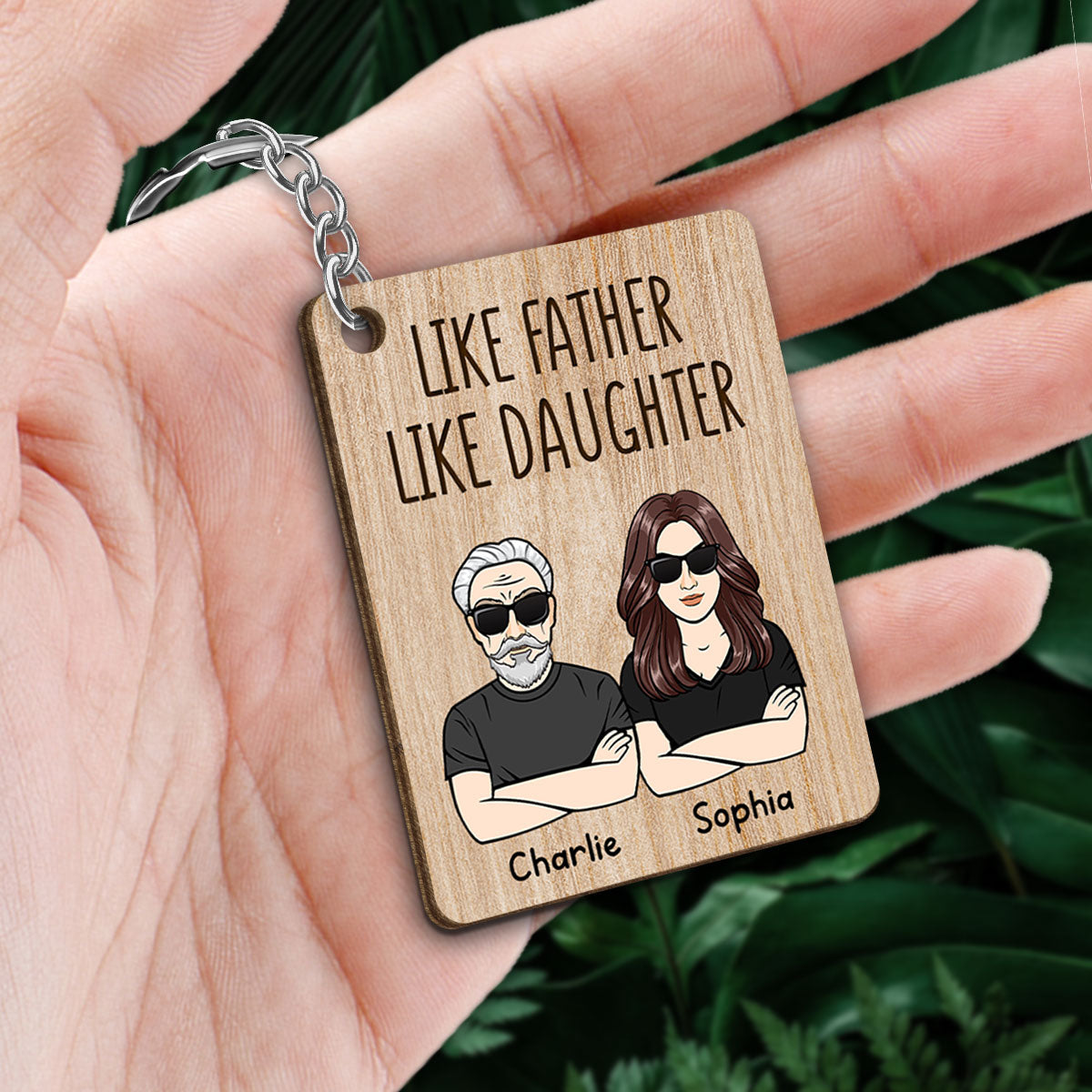Like Father Like Daughter Like Son Father‘s Day Gift For Dad Personalized Wooden Keychain