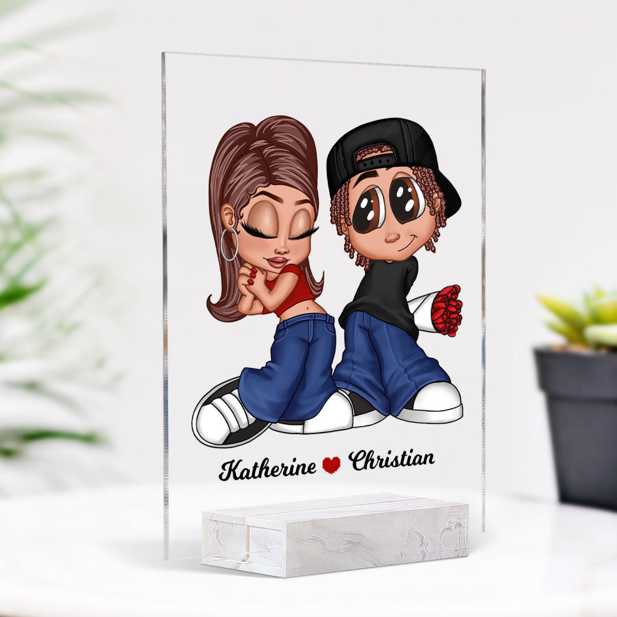 Y2K Couple Personalized Acrylic Plaque, Gift For Him, For Her