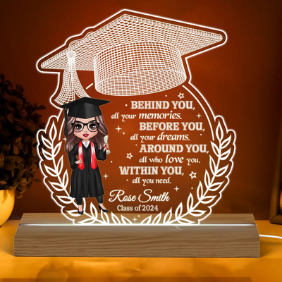 [EXCLUSIVE LIMITED EDITION] Class of 2024 Behind You All Your Memories Graduation Gift Personalized Custom Shape Warm LED Night Light