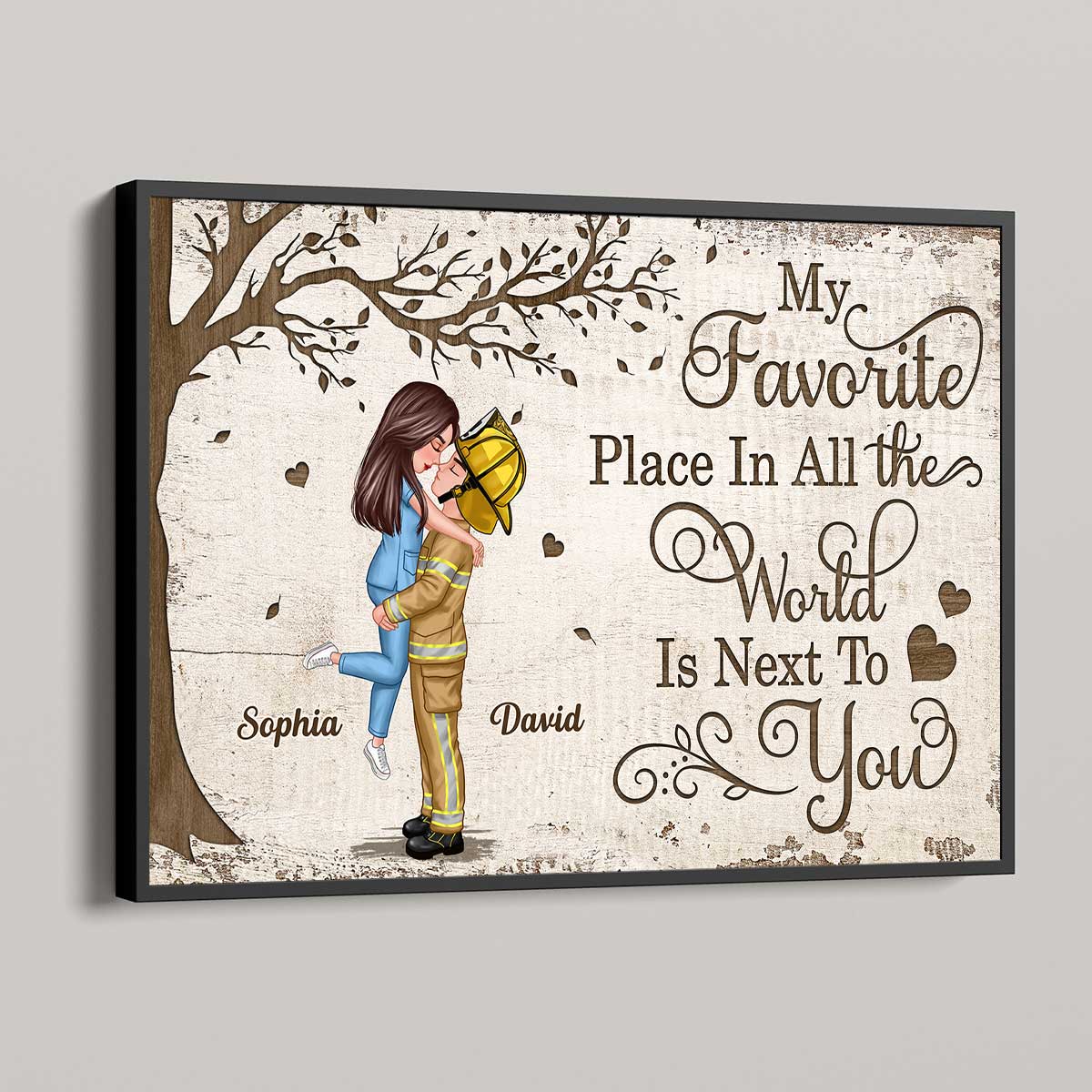 Favorite Place In The World Couple Gifts by Occupation Gift For Her Gift For Him Firefighter, Nurse, Police Officer Personalized Poster