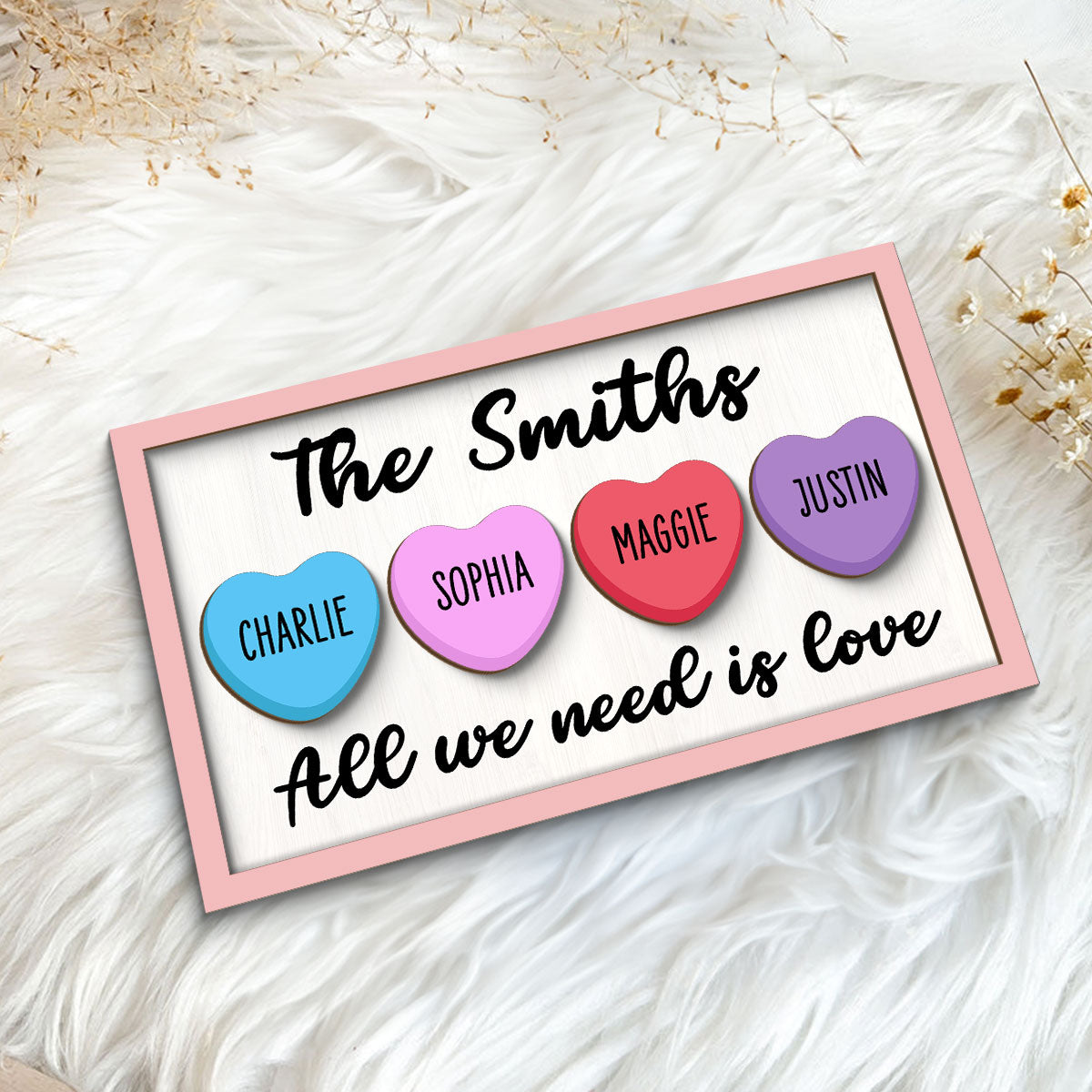 All We Need Is Love Family  Decoration Personalized 2-Layer Wooden Plaque