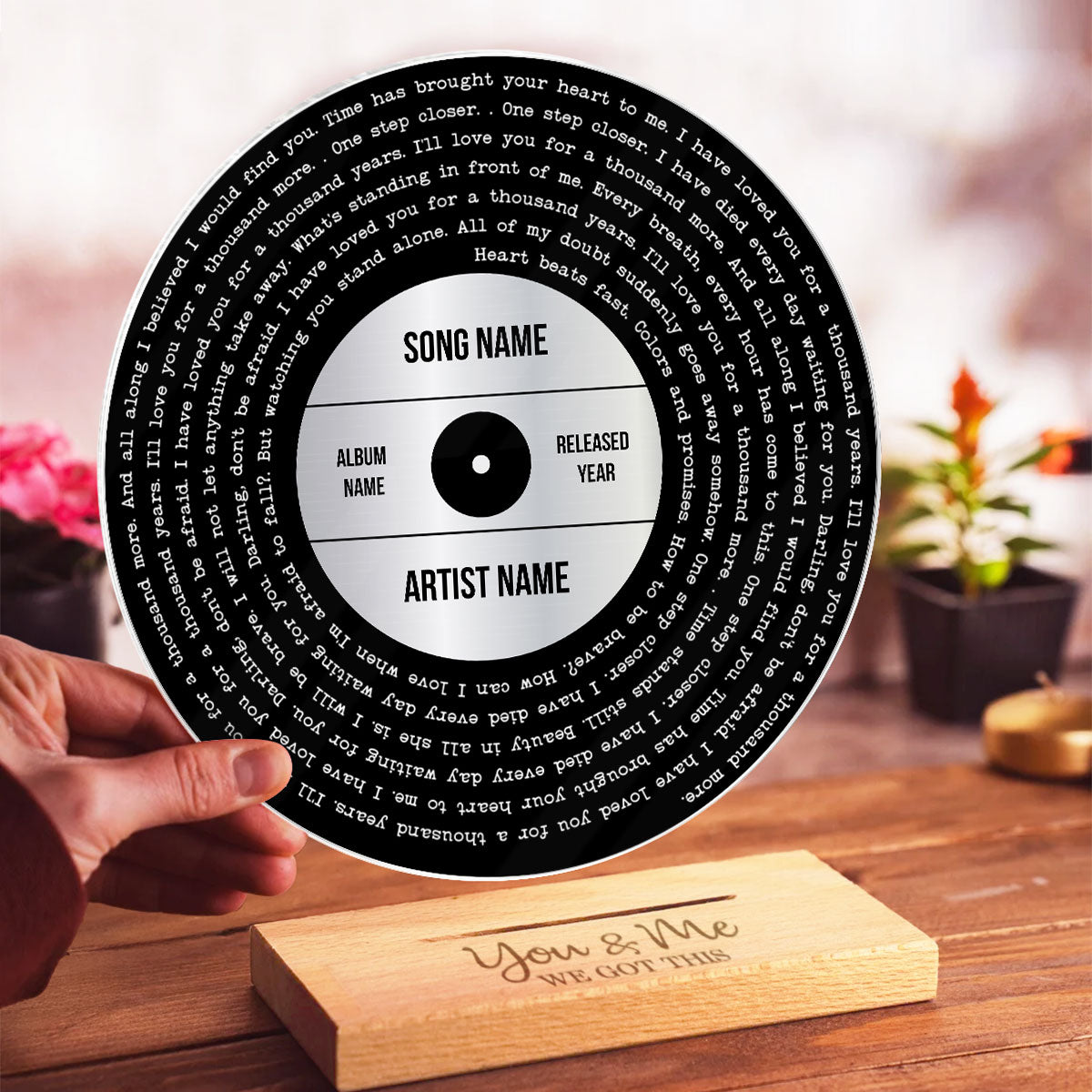 Personalized Gold Silver Copper Foil Printed Favorite Song Lyrics Record Acrylic Song Plaque, Perfect Wedding Gift, Anniversary Gift For Him For Her