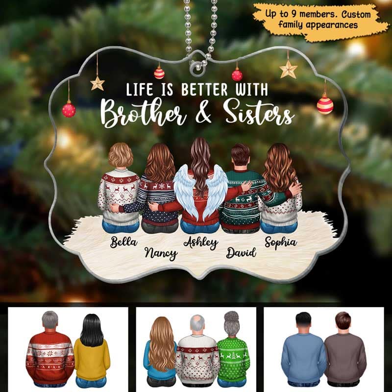 Family Besties Siblings Gift Personalized Christmas Acrylic Ornament