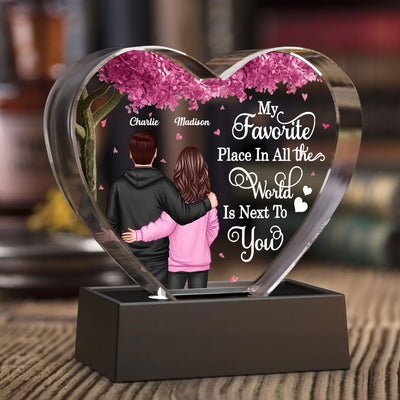 Couple Favorite Place in All the World Premium Crystal Heart LED, Treasured Forever Keepsake,  Gift For Him, Gift For Her - Free Shipping Included