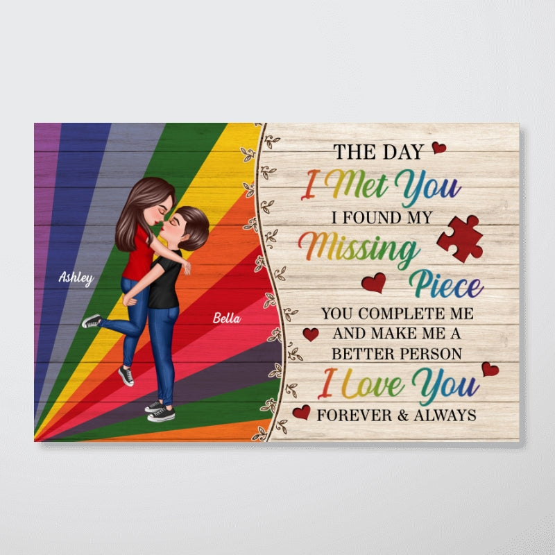 The Day I Met You LGBTQ Couple Personalized Poster, Pride Month Gift