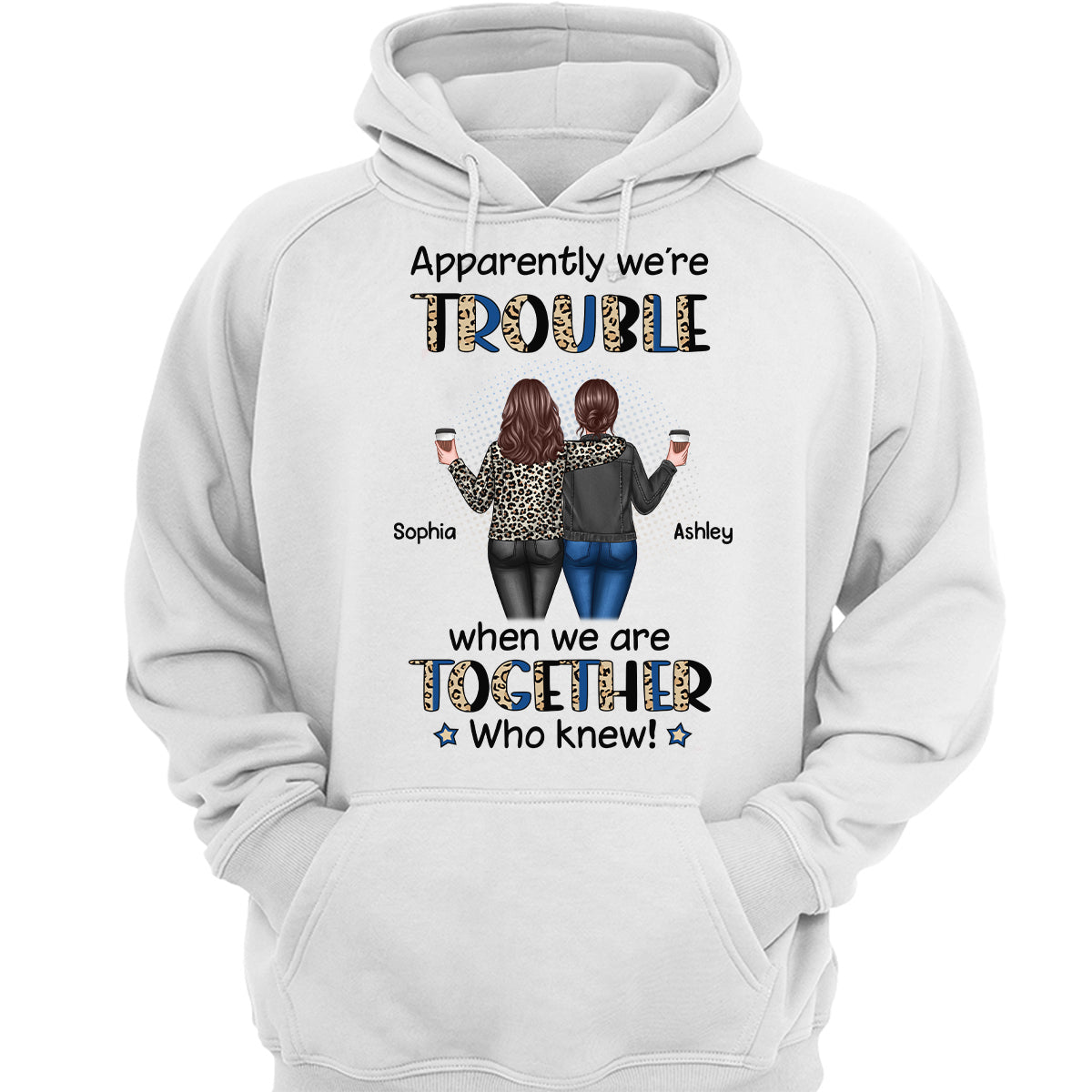 Half Leopard Denim Best Friends Trouble Together Personalized Shirt