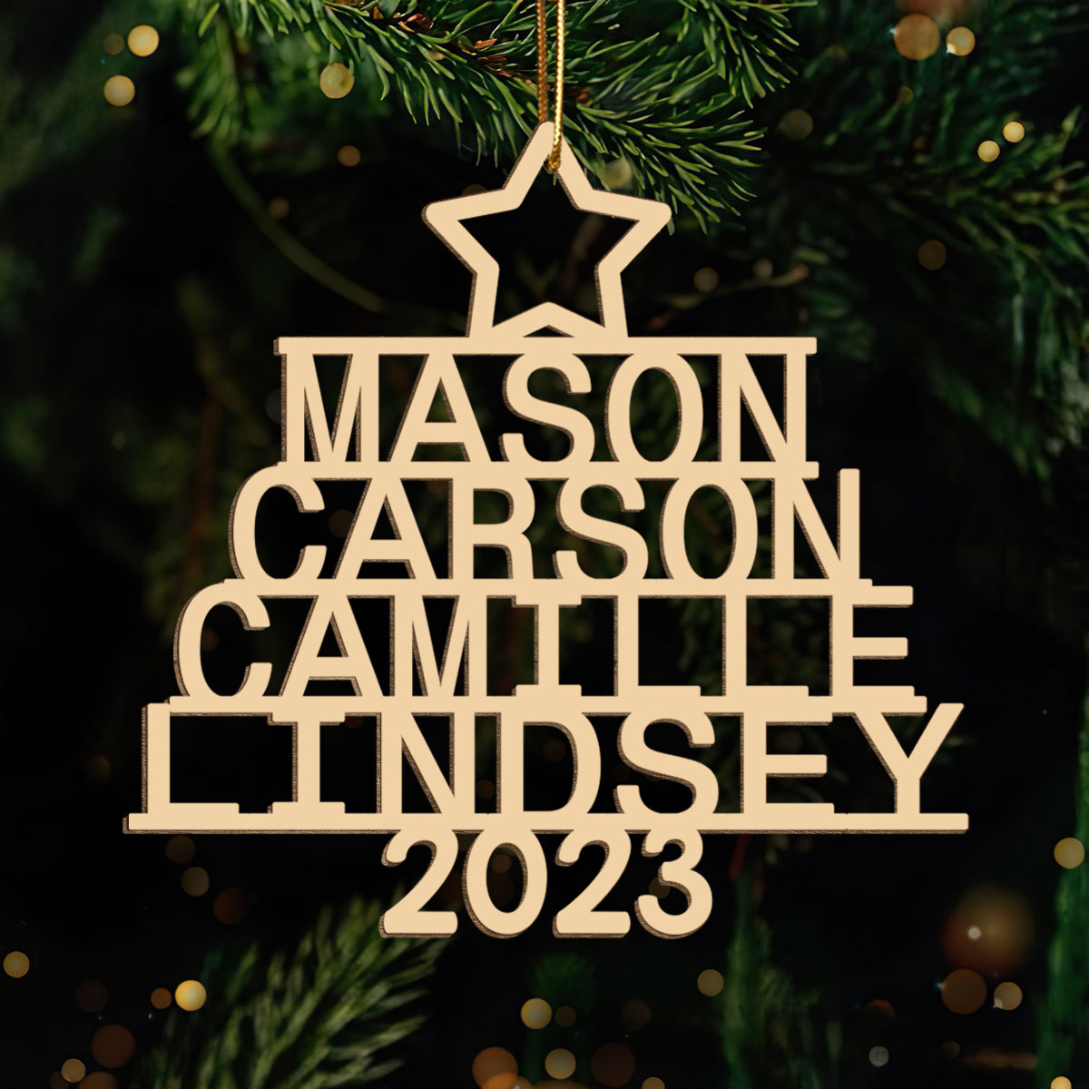 Family Members Names Christmas Decor Personalized Wooden Ornament