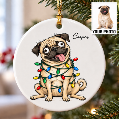Custom Pet Portrait Quirky Silly Dog - Ceramic Ornament - Funny Christmas Gift For Dog Lover
