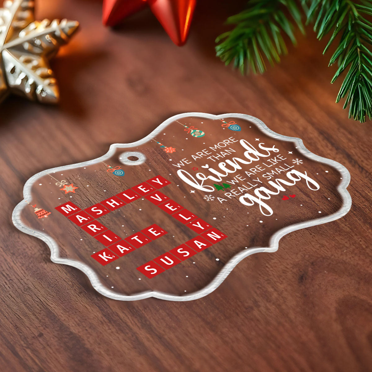 We Are More Than Friends Crossword Personalized Acrylic Ornament, Unique Christmas Gifts For Besties, Best Friends