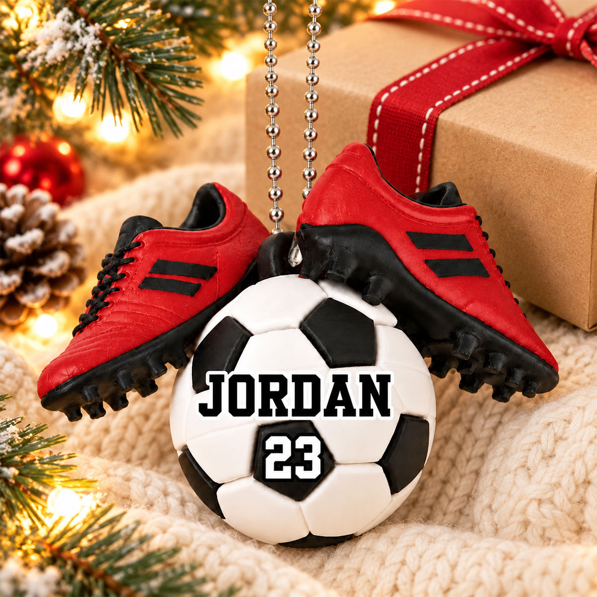 Soccer Ball Custom Name & Number - Personalized 3D Ornament - Gift For Soccer Lovers, Soccer Team, Boys, Girls, Grandkids