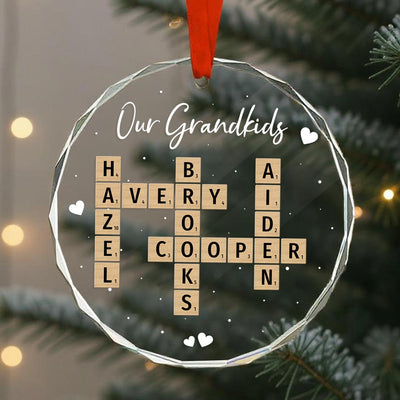 Unique Decor Crossword Puzzle Art - Personalized Glass Ornament