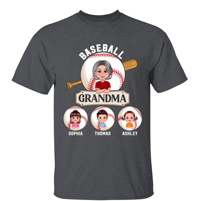 Baseball Grandma Pretty Doll Grandma Grandkids Personalized Shirt