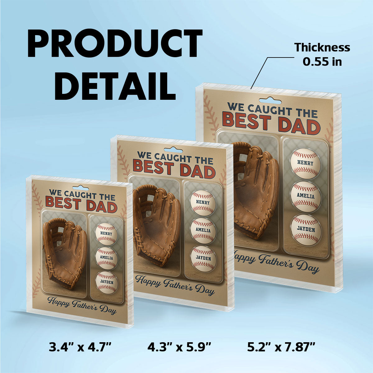 We Caught The Best Dad Grandpa Baseball & Glove Figures Style - Personalized Acrylic Block Plaque - Gift For Dad, Gift For Husband, Gift For Grandpa