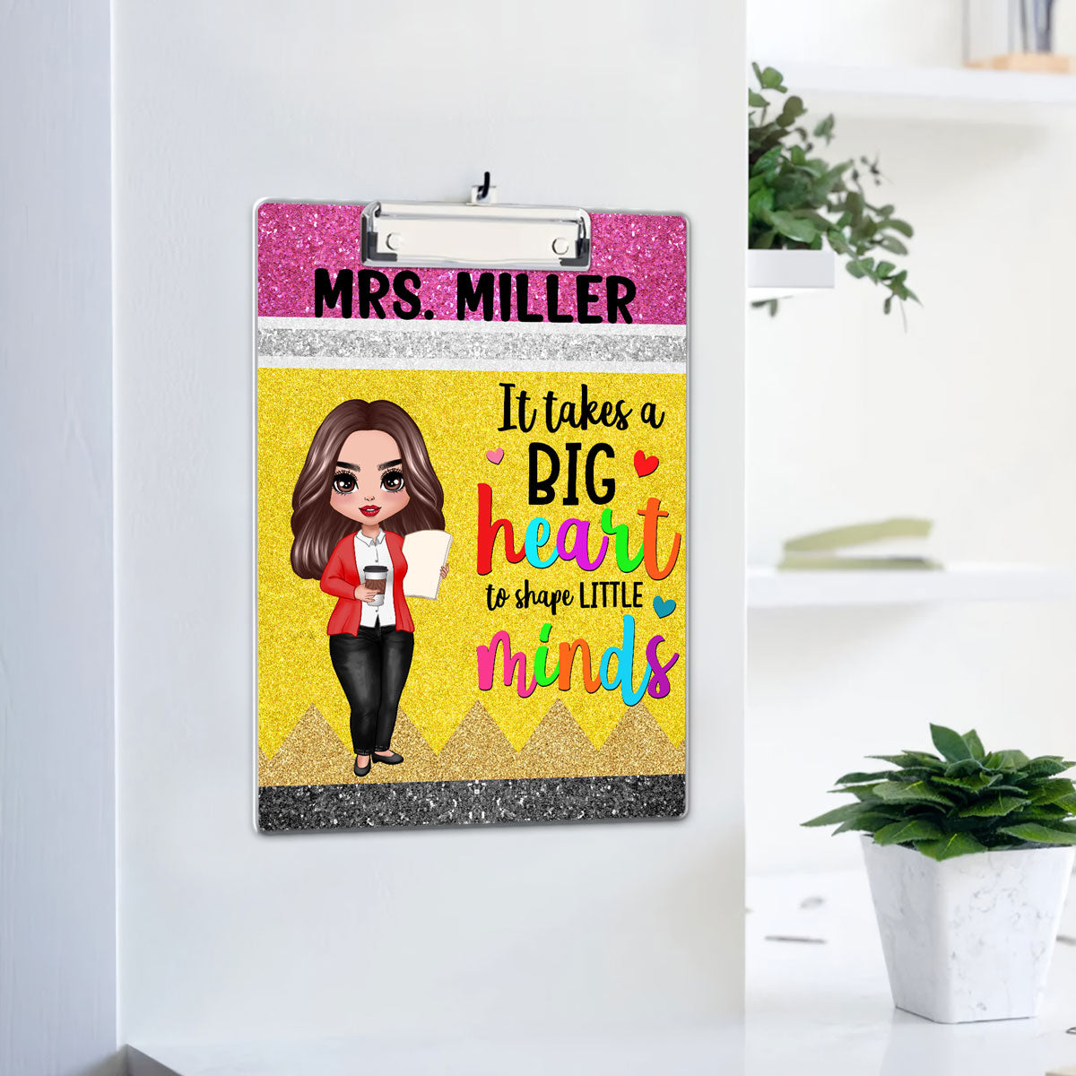 Big Heart Shape Little Minds Teacher Appreciation Gift Pencil Theme Personalized Clipboard