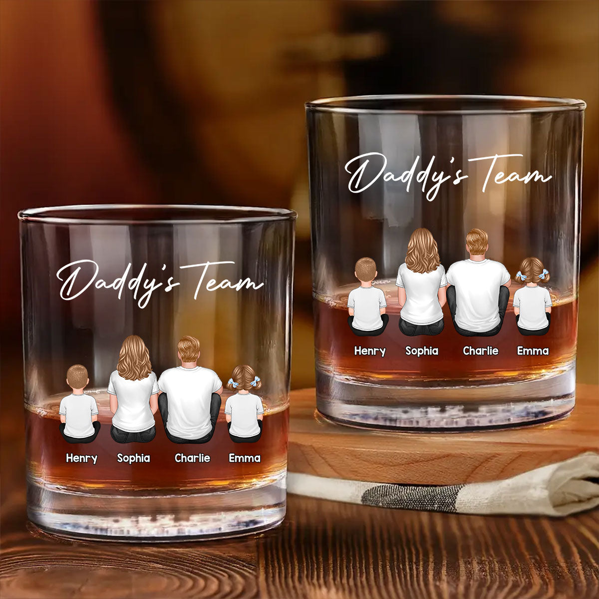 Daddy's Team Personalized Wine Glass, Heartfelt Father's Day Gift For Dad