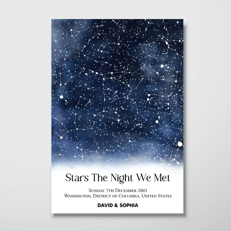 Stars The Night We Met, Unique Night Sky Map By Date & Location, Personalized Star Map Poster, Where It All Began Gift, Gift for him & for her