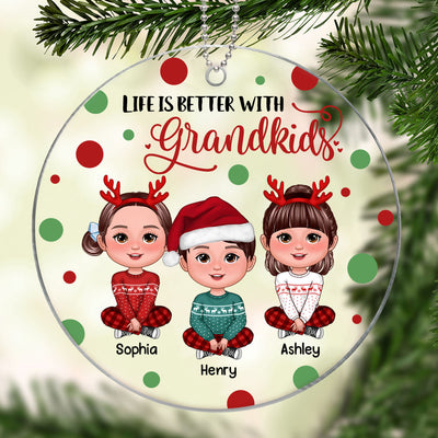 Life Is Better With Grandkids Christmas Dots Personalized Acrylic Ornament