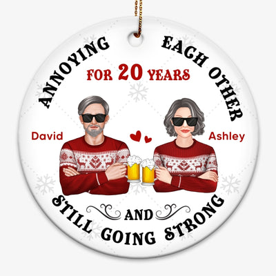 Couple Annoying Each Other Funny Christmas Gift Personalized Circle Ornament