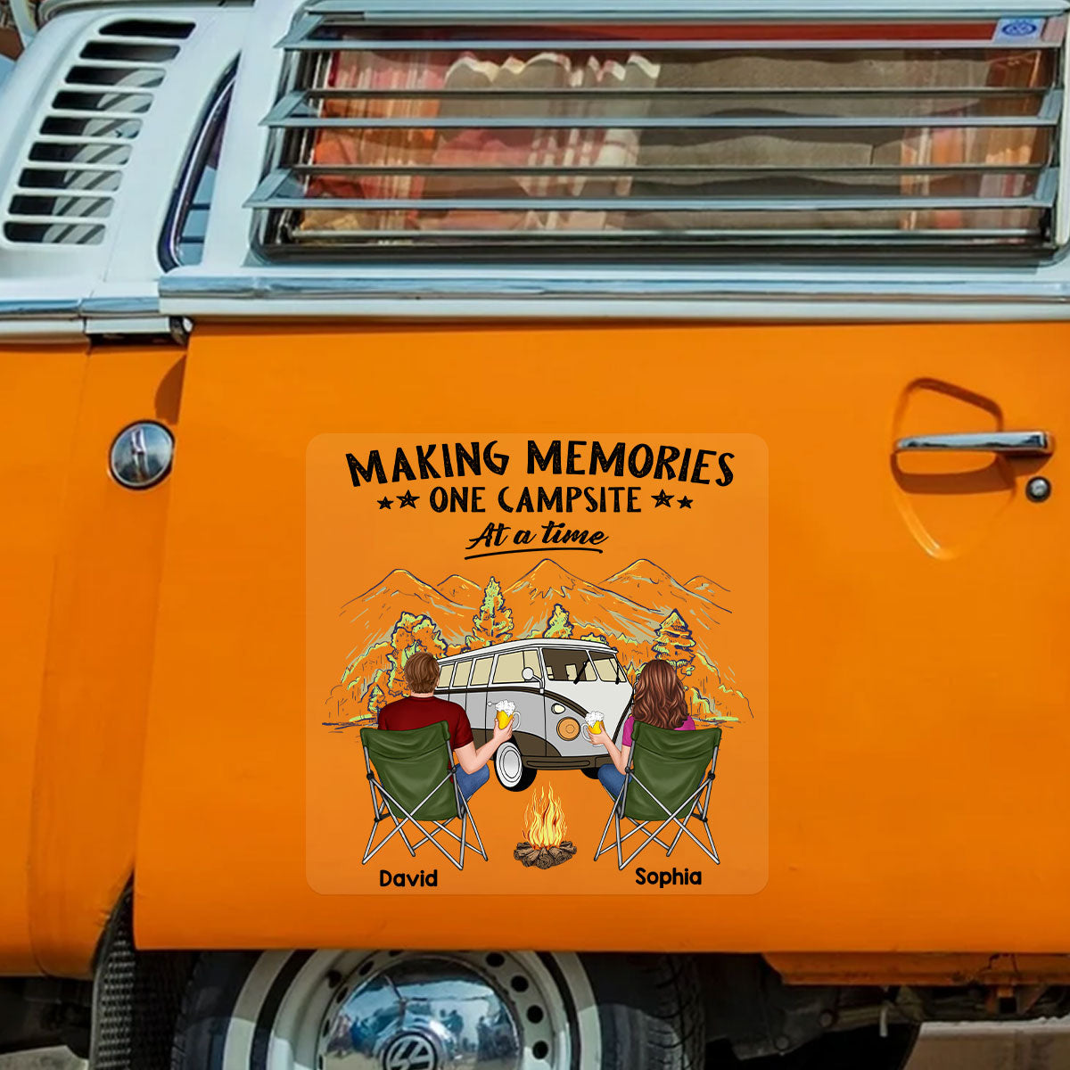 Camping Partners For Life Couple Back View Personalized RV Decal