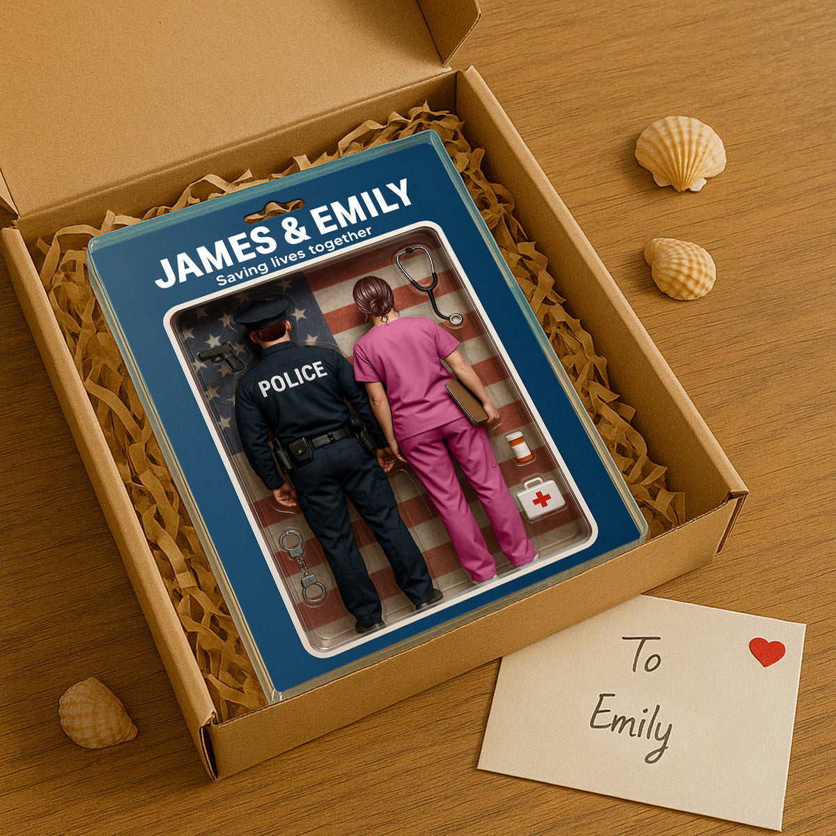 You & Me We Got This Police & Nurse Hero Couple Realistic Figures Style Personalized Acrylic Block Plaque
