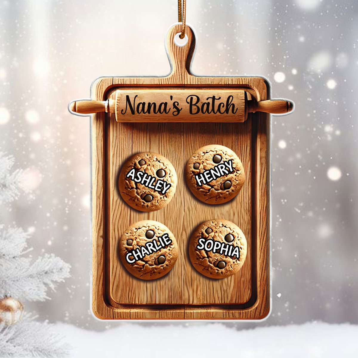 3D Effect Grandma's Batch Cookies Cutting Board Christmas Personalized Acrylic Ornament