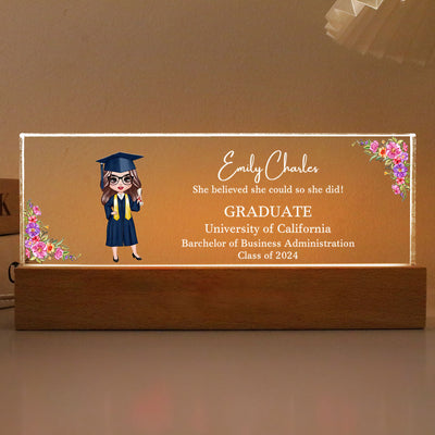 Class Of 2025 Senior Doll Graduation Gift For Daughter Personalized Acrylic LED Night Light