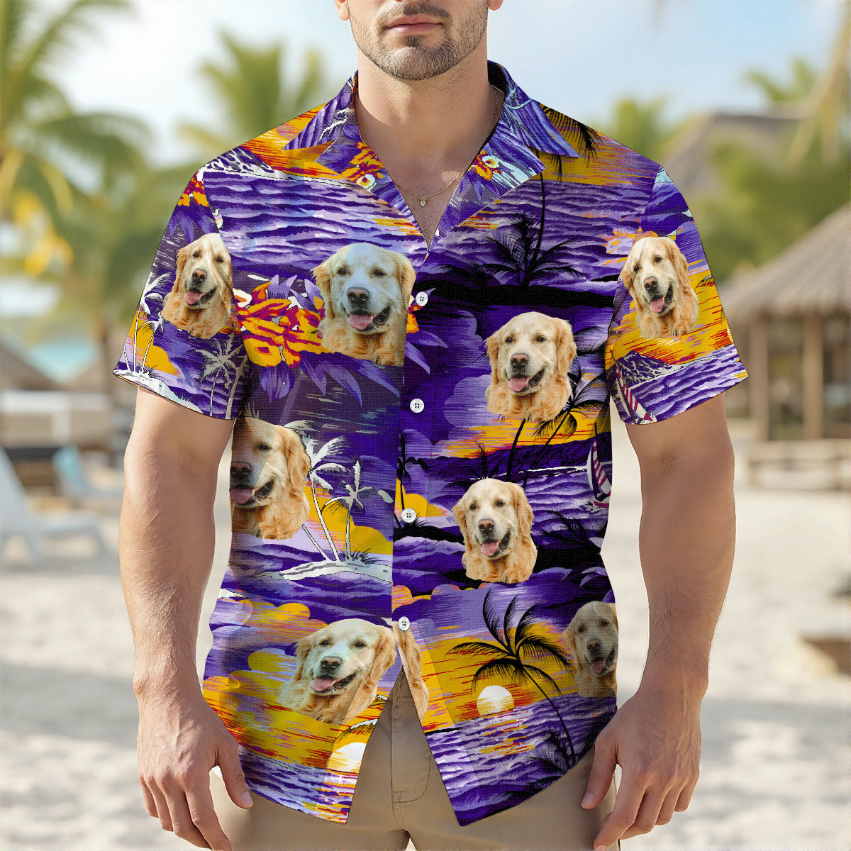 Tropical Pattern Custom Dog Cat Face Personalized Hawaiian Shirt