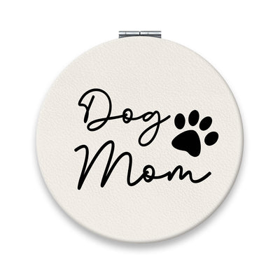 Dog Mom Outline Dog Head Personalized Circle Compact Mirror
