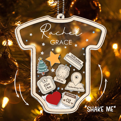 Baby's First Christmas Personalized 4D Shaker Ornament, Custom Newborn Gift