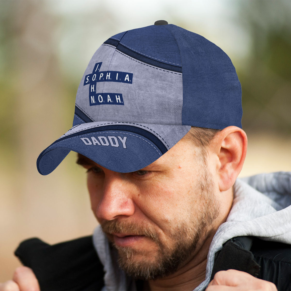 Daddy's Team Crossword Puzzle Art Personalized Classic Cap, Gift for Dad