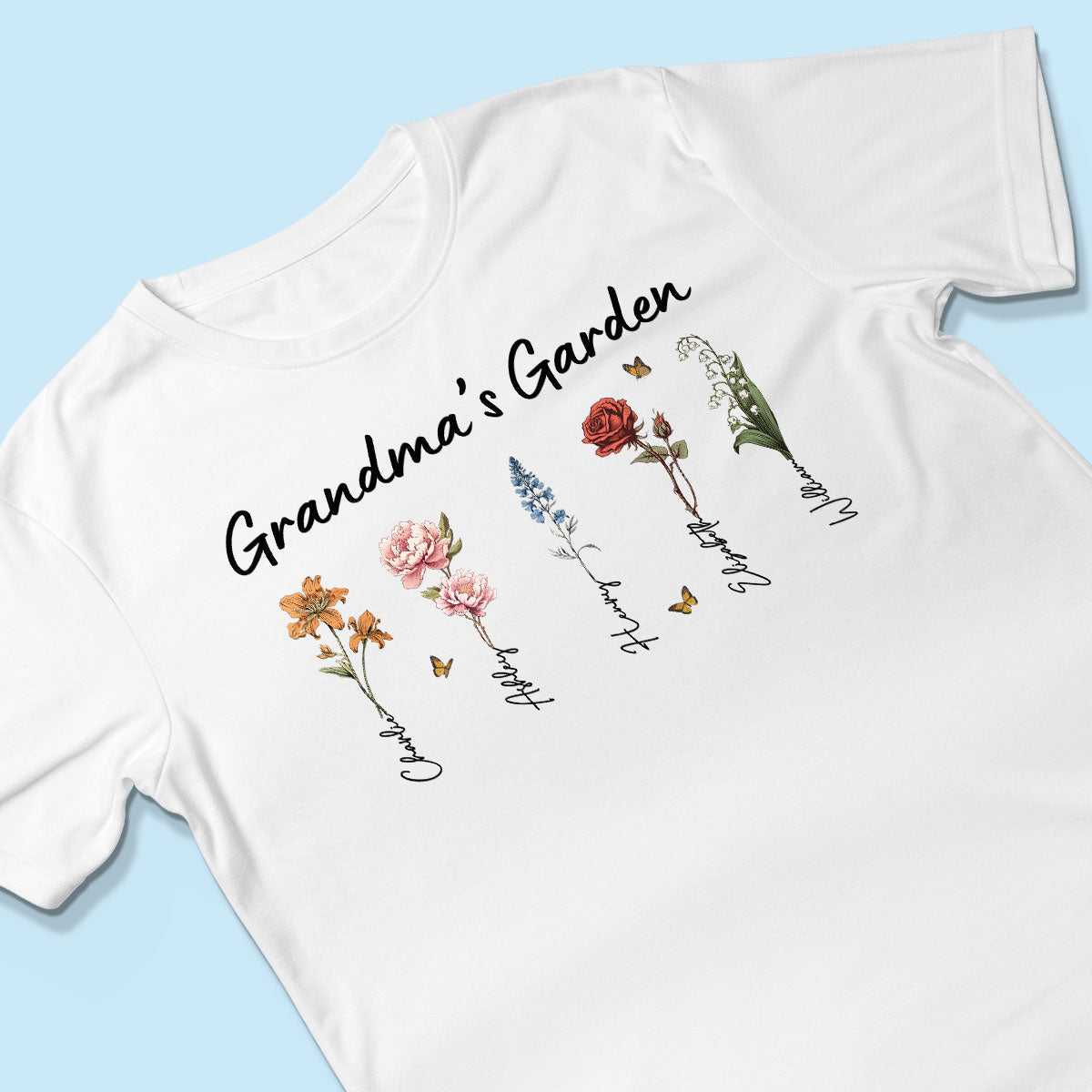Grandma‘s Garden Vintage Birth Month Flower Personalized Shirt, Heartfelt Gift For Grandma, Mom, Auntie