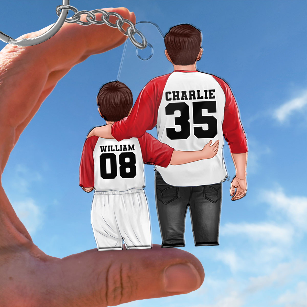 Baseball Dad And Kids Personalized Acrylic Keychain