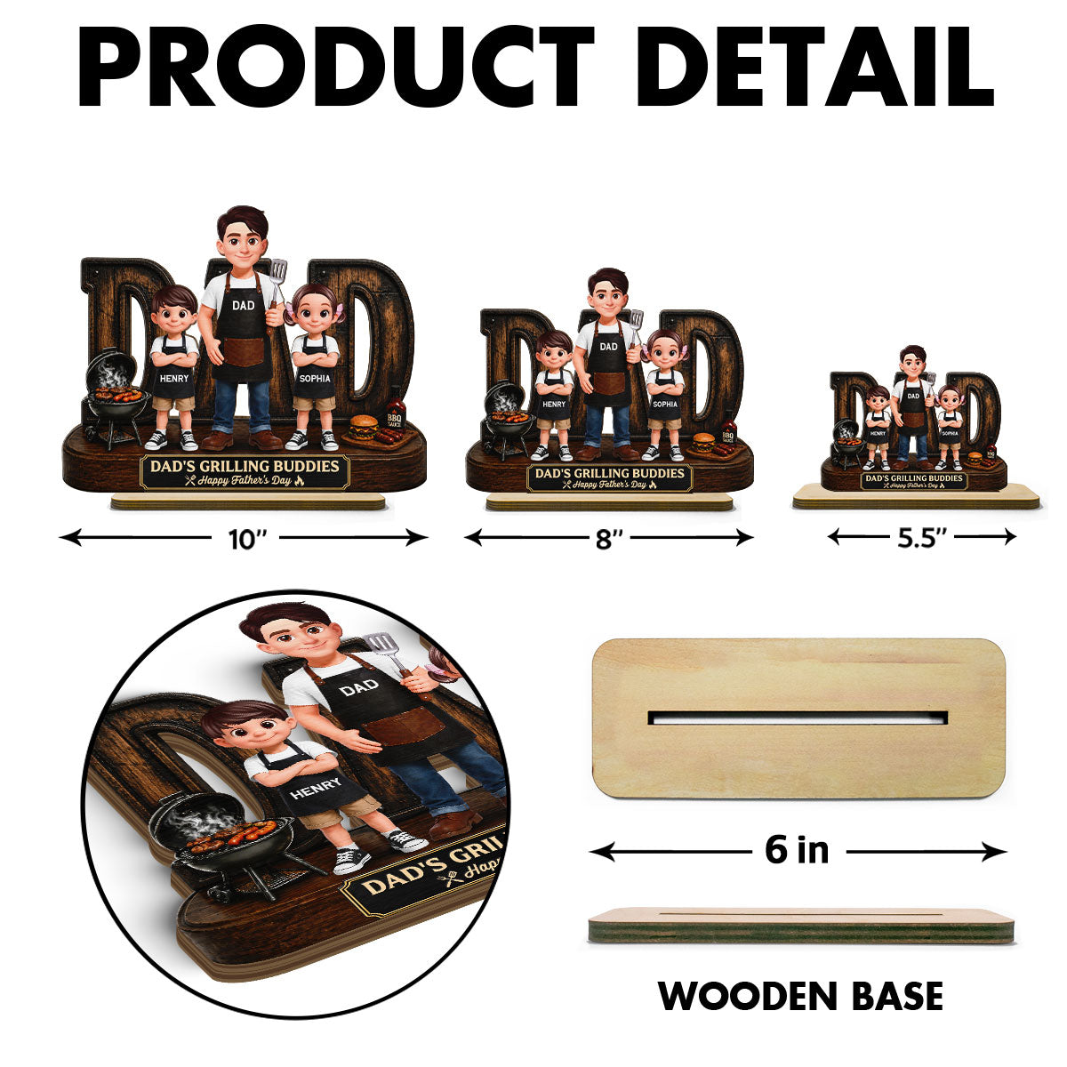 BBQ King Of The Grill Dad - Personalized Wooden Plaque - Father's Day Gift For Dad, Husband