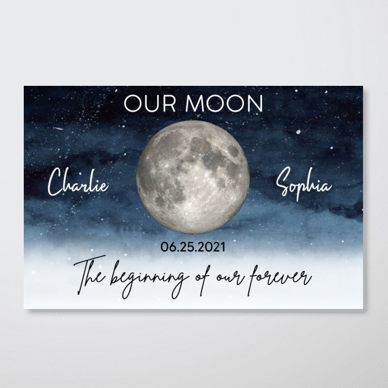 Starry Night Eternal Love Couple Custom Moon Phase Anniversary Date Personalized Poster