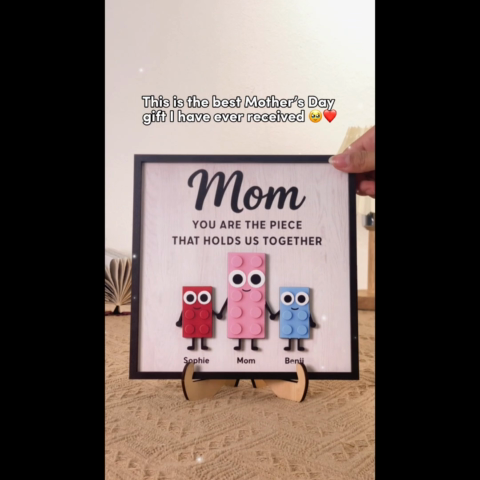 Mom And Kids Cute Puzzle Personalized 2-Layered Wooden Plaque, Gift for Mom, Gift for Wife, Gift for Grandma