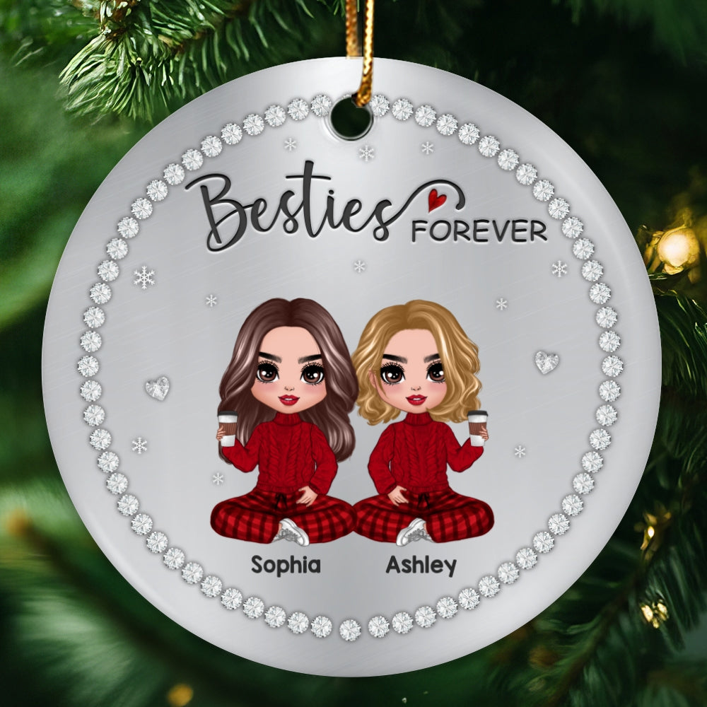 Best Friends Sisters Jewelry Stone Personalized Circle Ornament