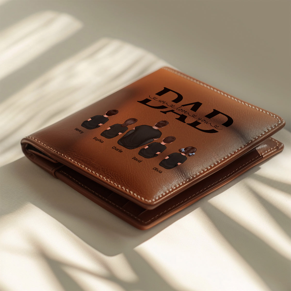 Dad We Love You Personalized Printed Leather Wallet, Gift For Husband, Dad