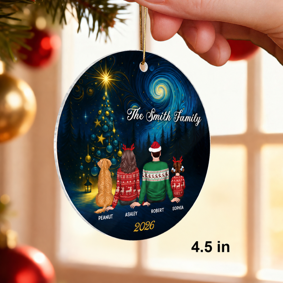 Starry Night Family - Personalized Acrylic Ornament - Unique Christmas Gift For Family