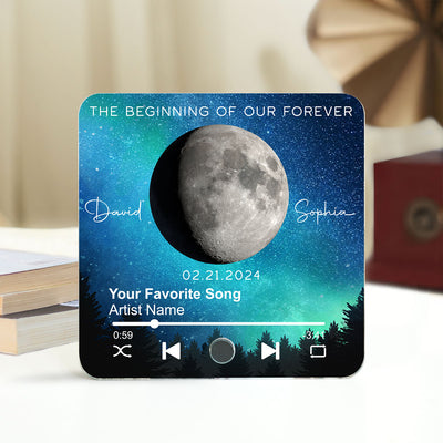 Our Moon Couple Gift Moon Phase Art Wedding Anniversary Gift For Him Gift For Her Personalized Music Fridge Magnet