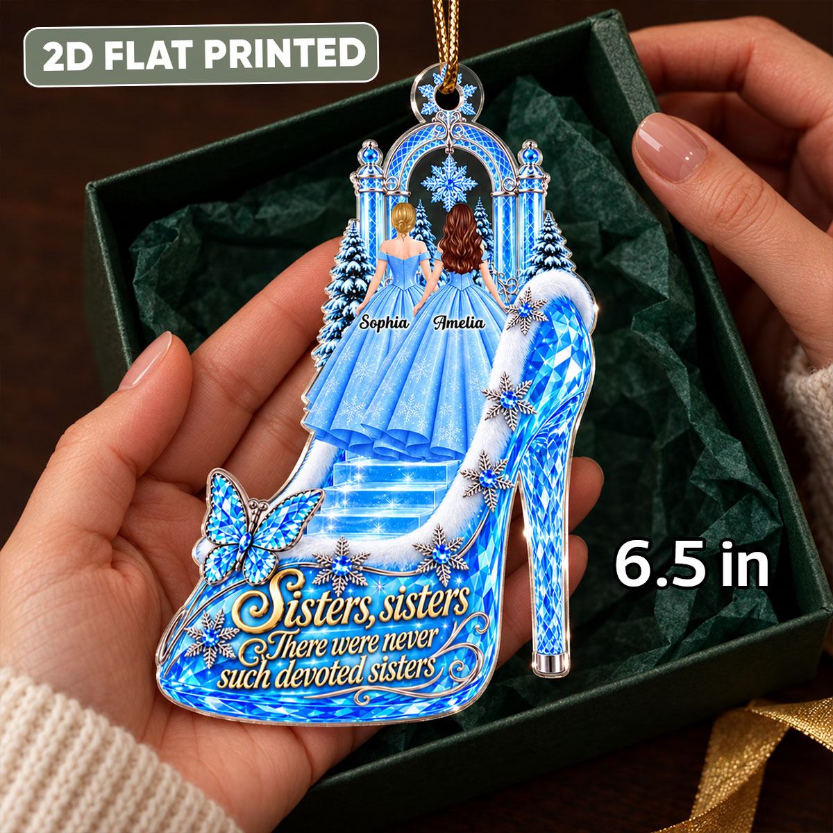Enchanted Princess Heels - Personalized Acrylic Ornament - Christmas Gift for Sisters