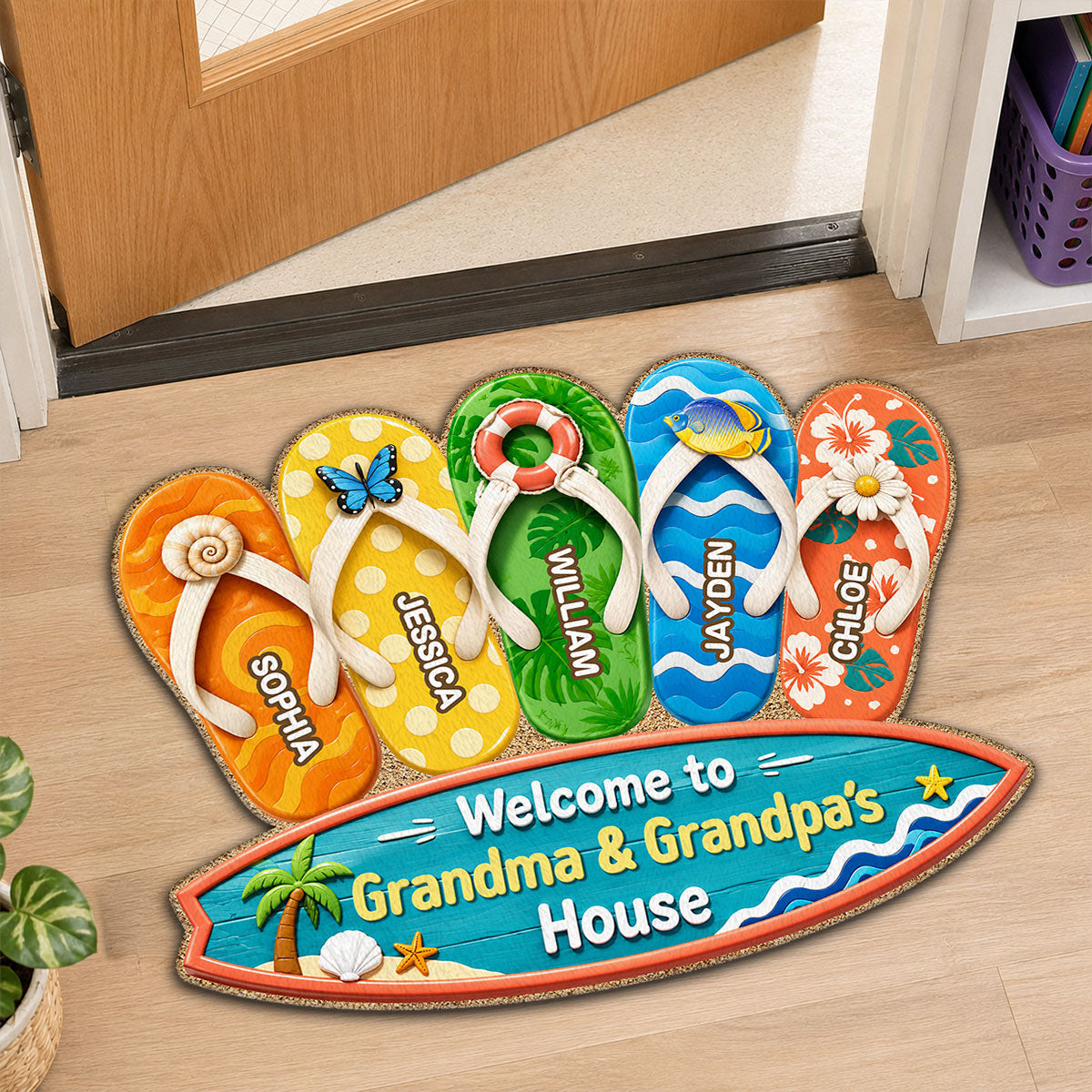 Hello Summer Vibe Welcome To Grandma Grandpa House - Personalized Doormat - Grandparents House Summer Decoration