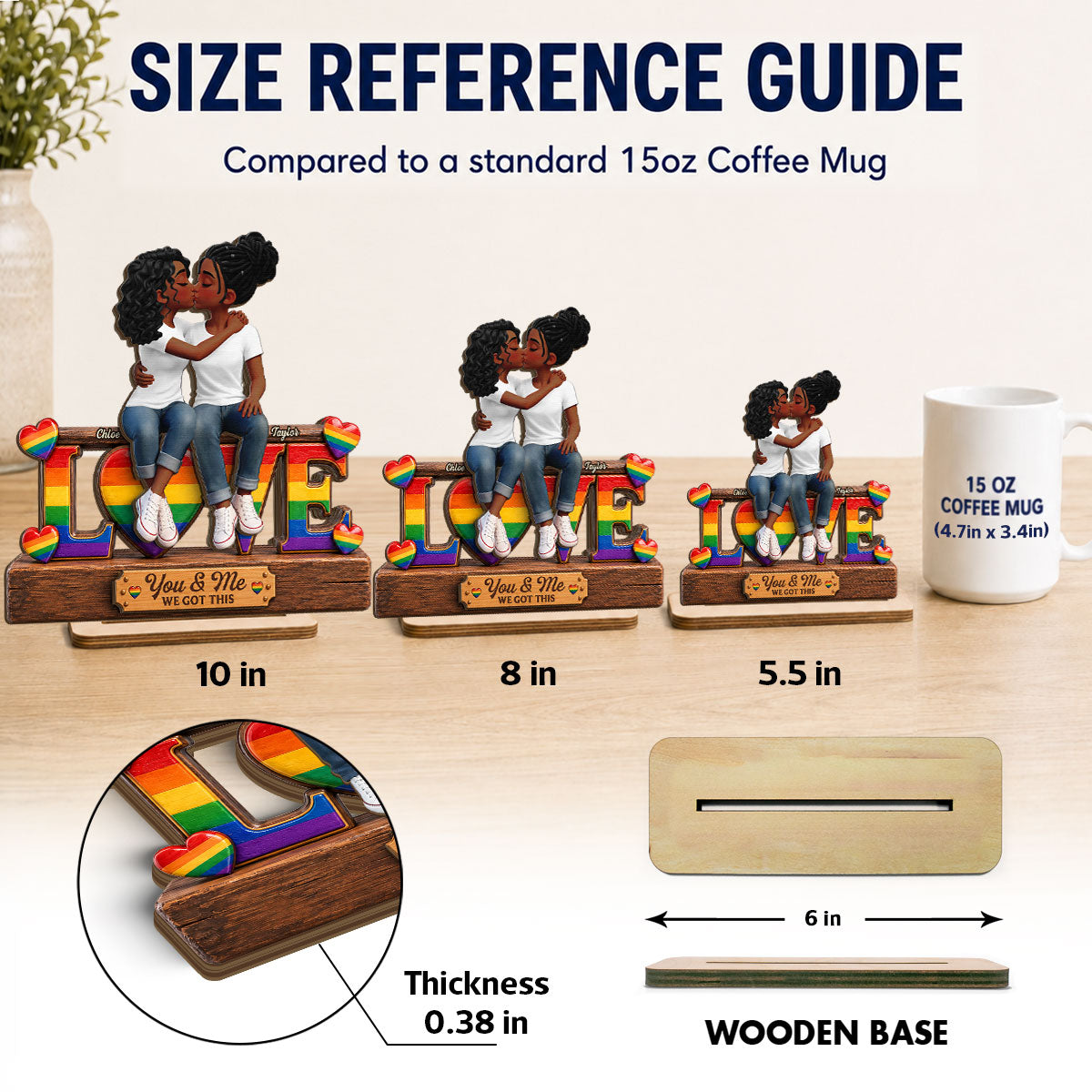 LGBT+ Couple Forever Love - Personalized 2-Layered Wooden Plaque - Gift For Couple, Happy Pride Month