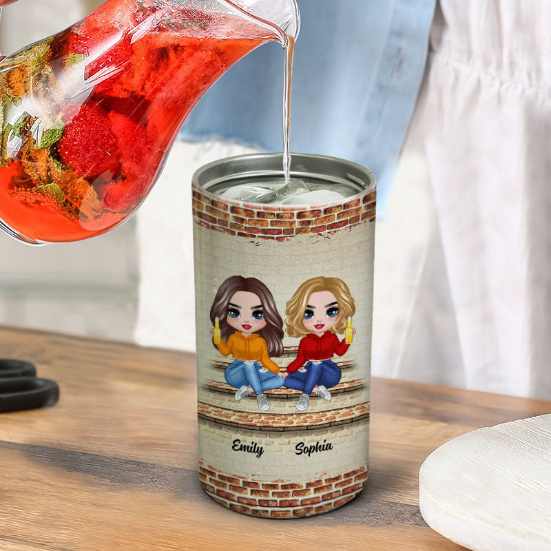 Doll Besties Brick Wall Background Personalized 4 In 1 Can Cooler
