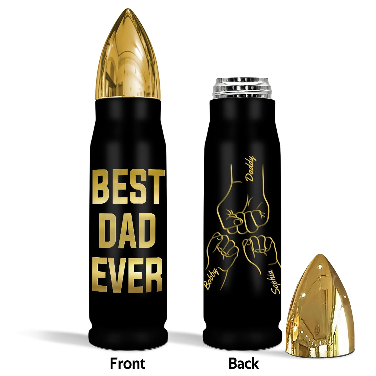 Best Dad Ever Fist Bump Outline Personalized Bullet Tumbler, Gift For Dad, Gift For Husband