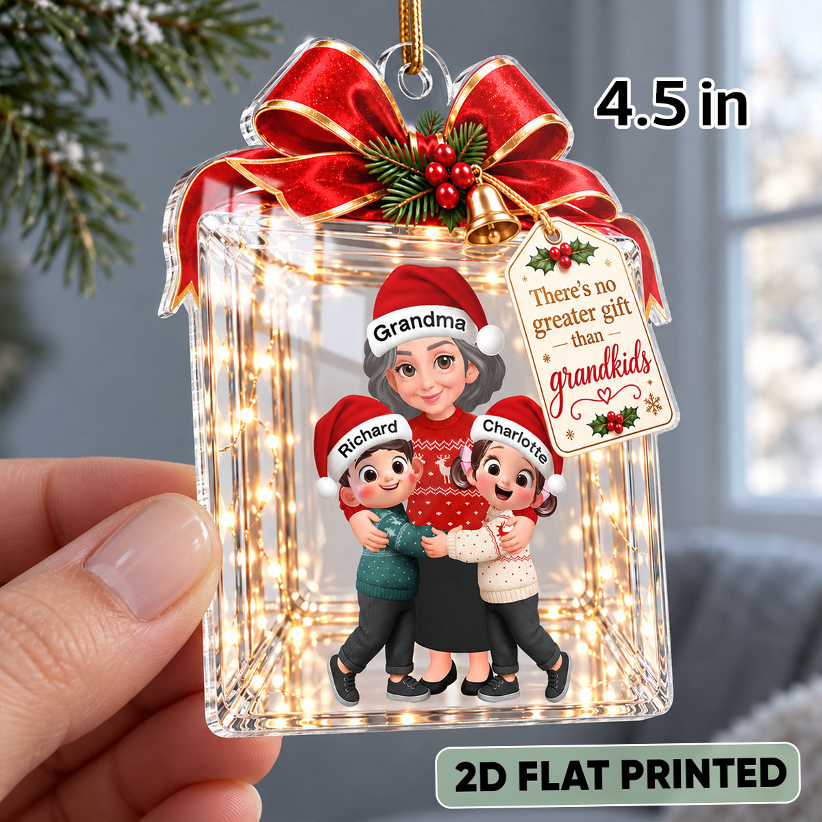 No Greater Gift Than Grandkids 2D Flat - Personalized Acrylic Ornament - Christmas Gift for Grandma