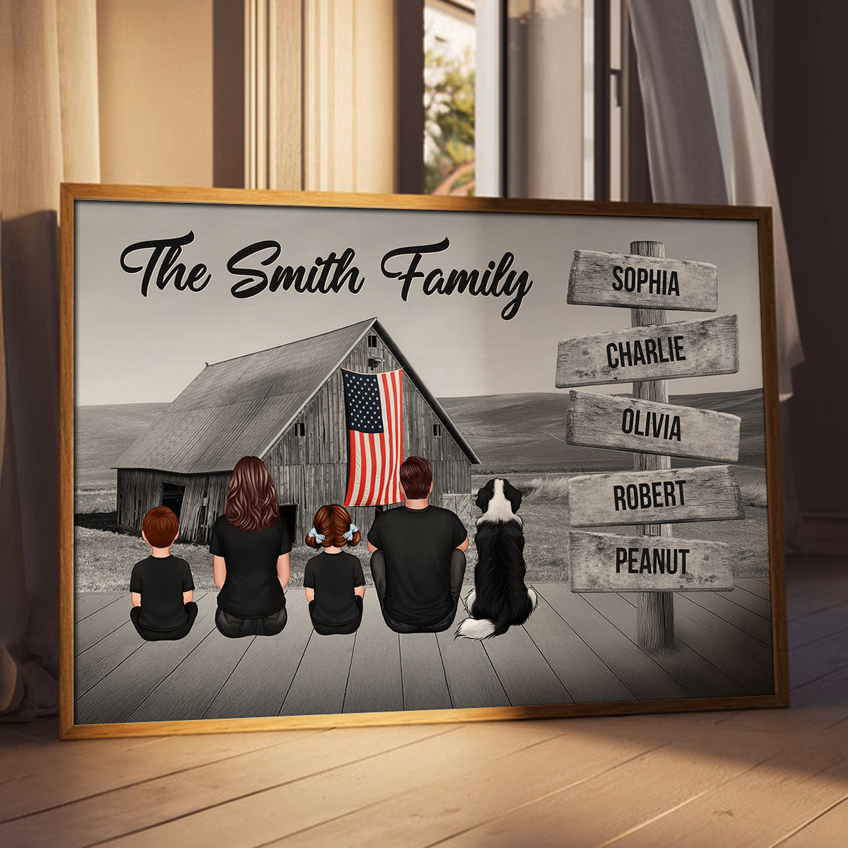 American Family Barn House Personalized Poster, Unique Father's Day Gift For Dad
