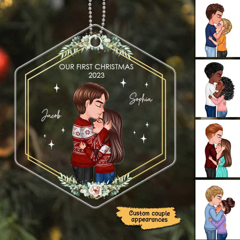 First Christmas Couple Newlywed Personalized Acrylic Ornament